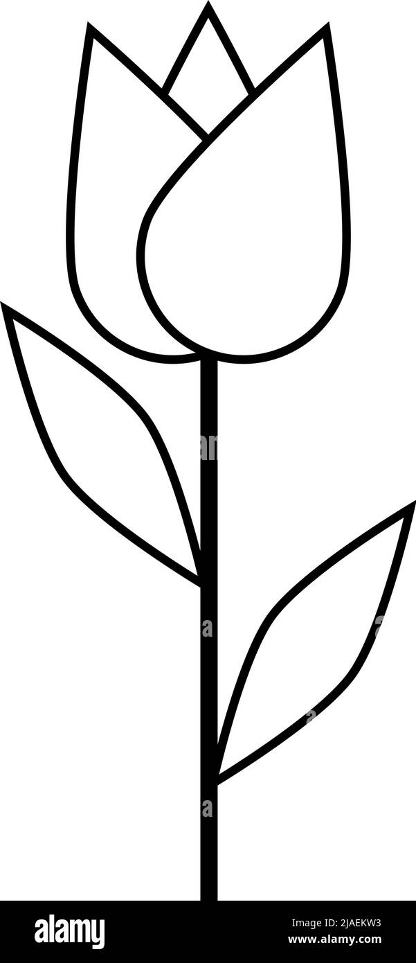 Image simple blossoming, flower bud stem leaves stock illustration Stock Vector