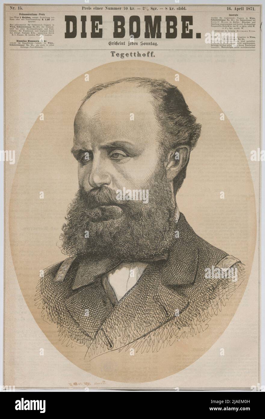 Tegetthoff. ". Admiral Wilhelm von Tegetthoff (title page of" Die Bomb