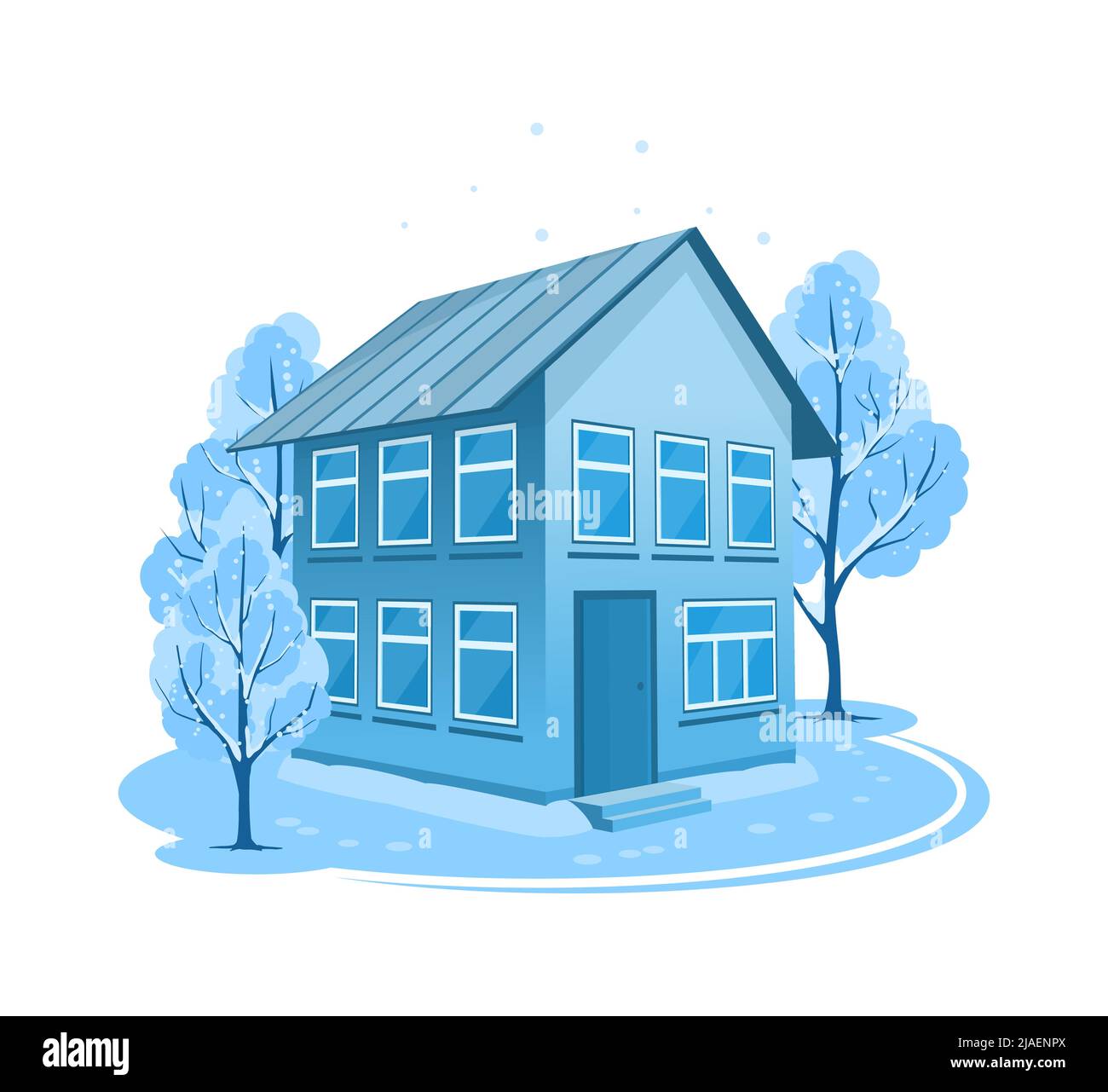 Winter landscape. House surrounded by trees Stock Vector Image & Art ...