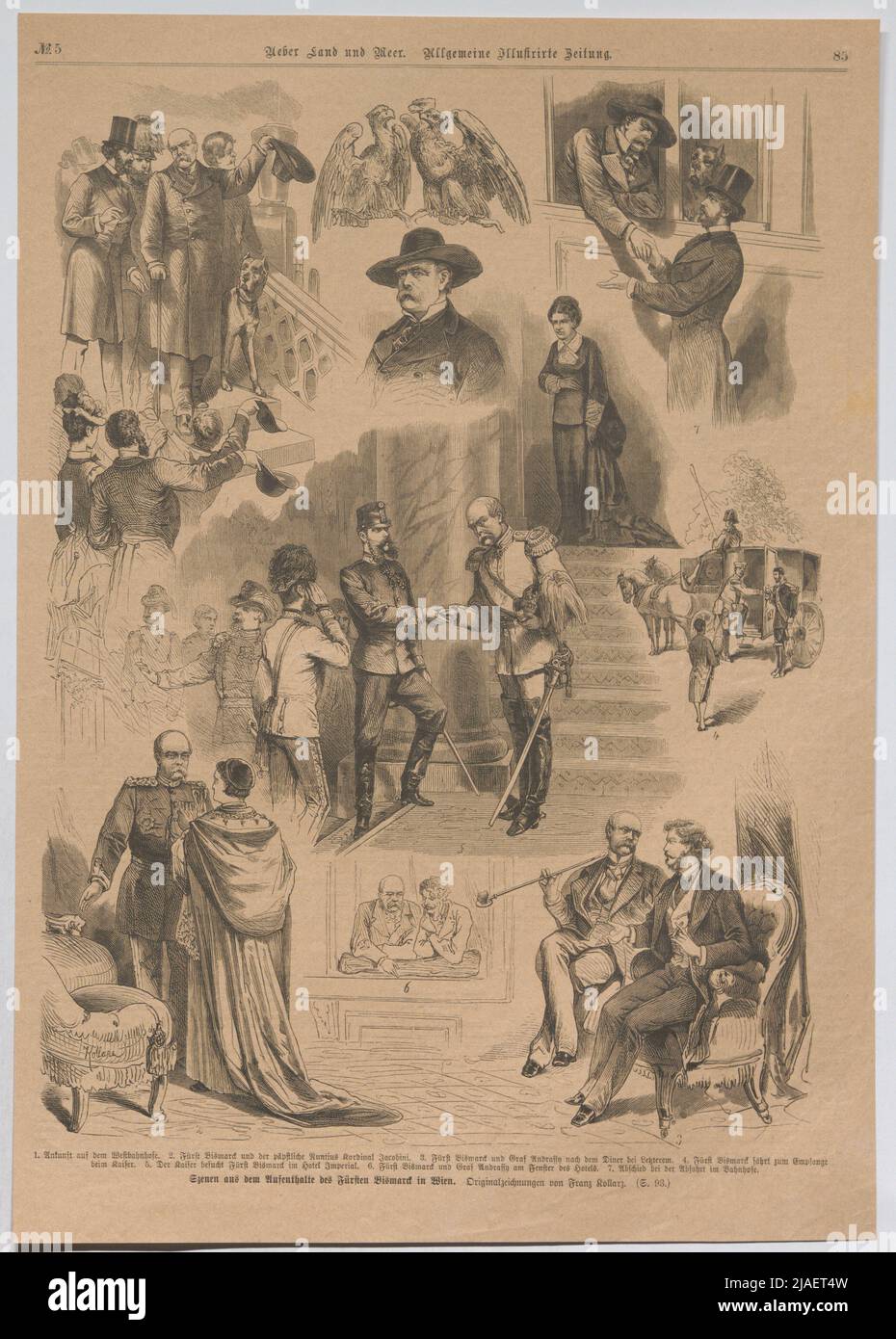 Scenes from the stays of the Prince Bismarck in Vienna; 1. Arrival (...), 2nd (...) Bismark and