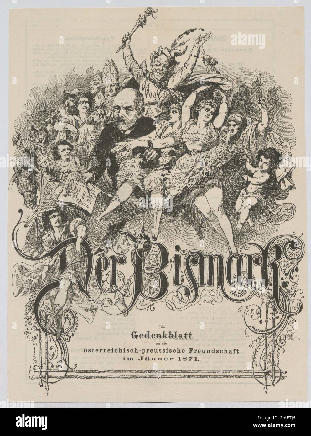 The Bismarck (yourself!). A memorial sheet to the Austrian-Prussian friendship in January 1871 (caricature from 'Die Bomb'). Franz Kollarz (Kolá) (1825-1894), Caricaturist Stock Photo
