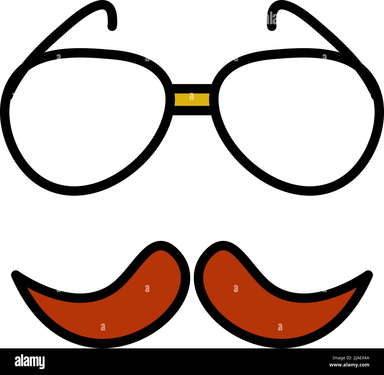 Glasses And Mustache Icon. Editable Bold Outline With Color Fill Design ...
