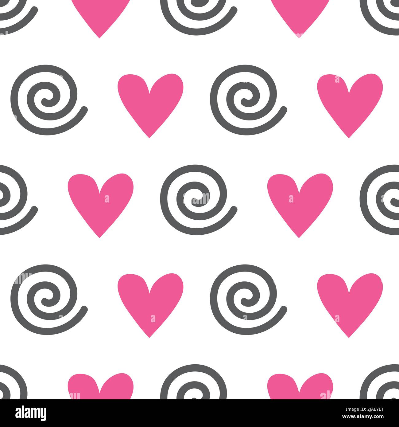 Heart shape and spiral geometric pattern on white background. Stock Vector