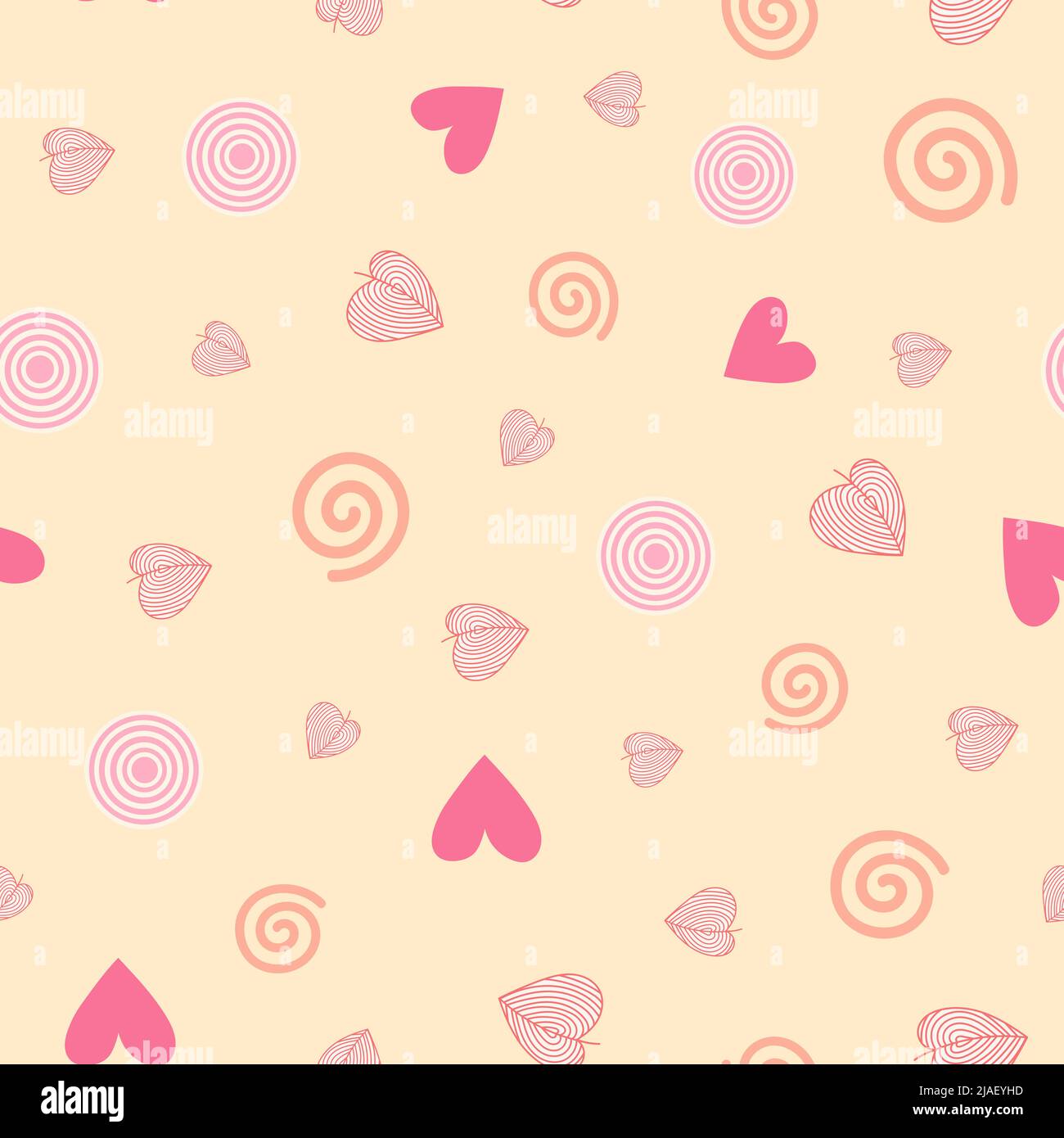 Pink geometric pattern on pale yellow background. Stock Vector