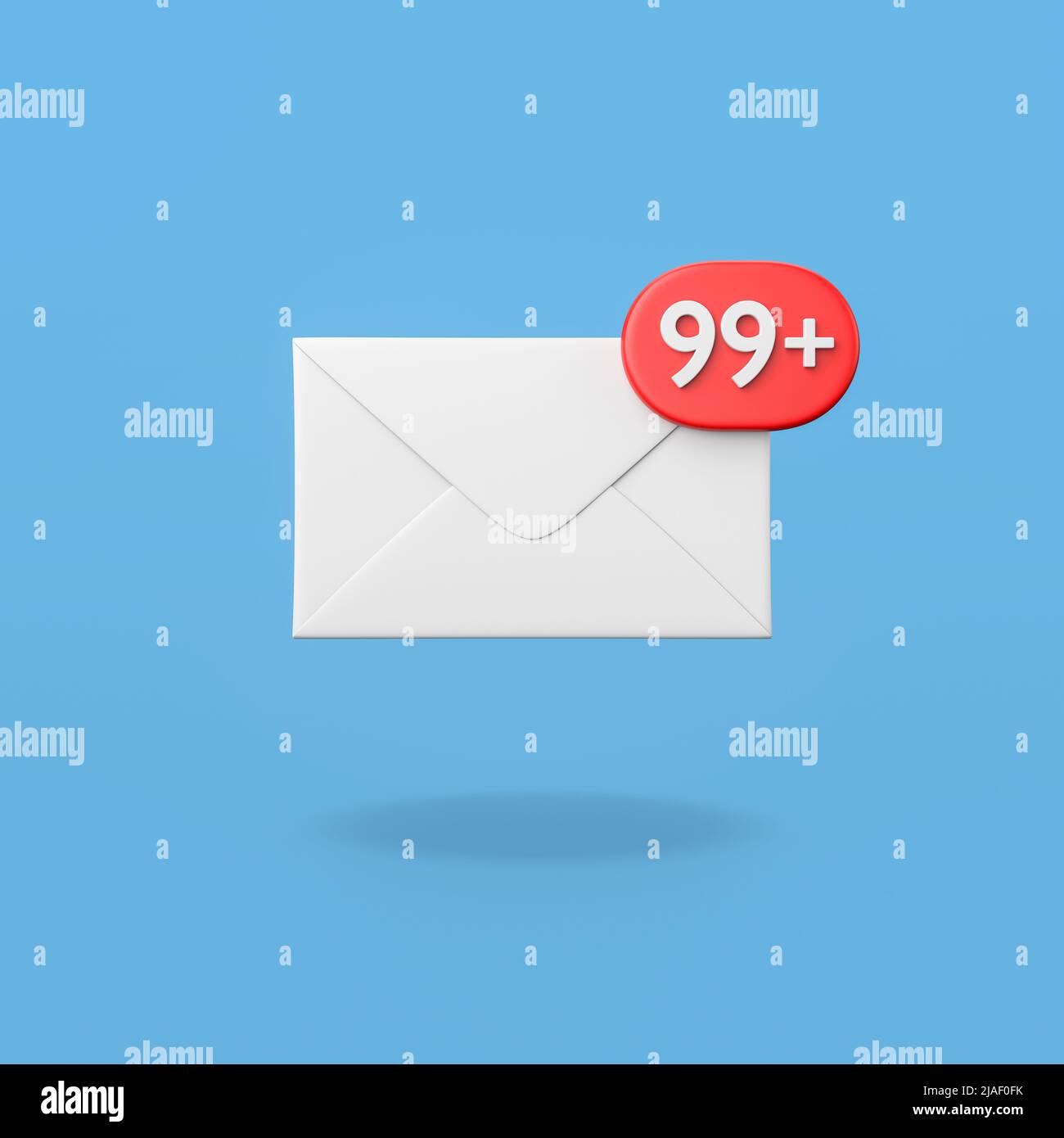 Mail Envelope with Notification on Blue Background Stock Photo