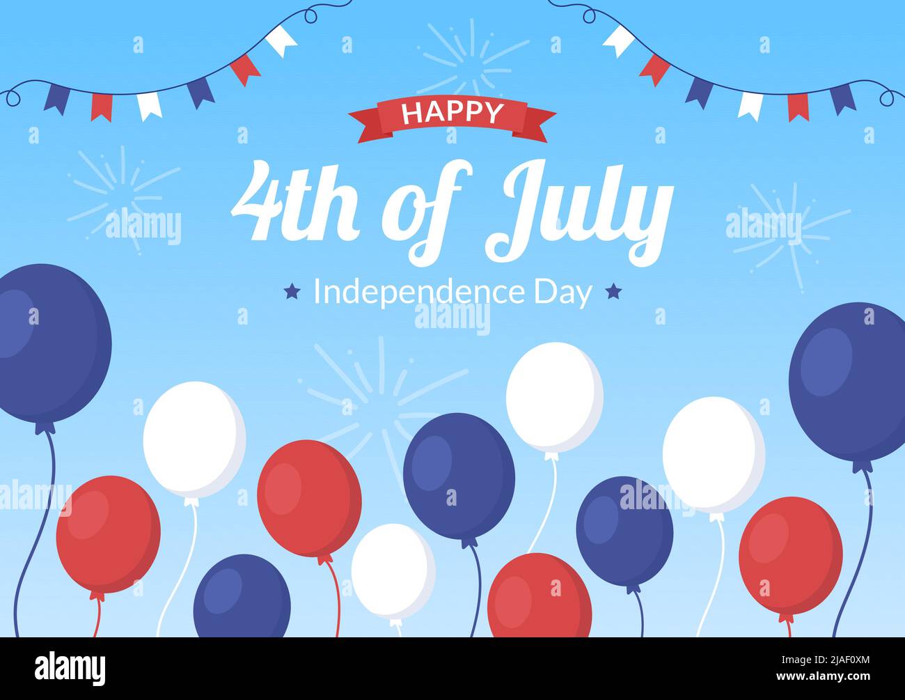 4th July Happy Independence Day USA Holiday Cartoon Illustration with ...