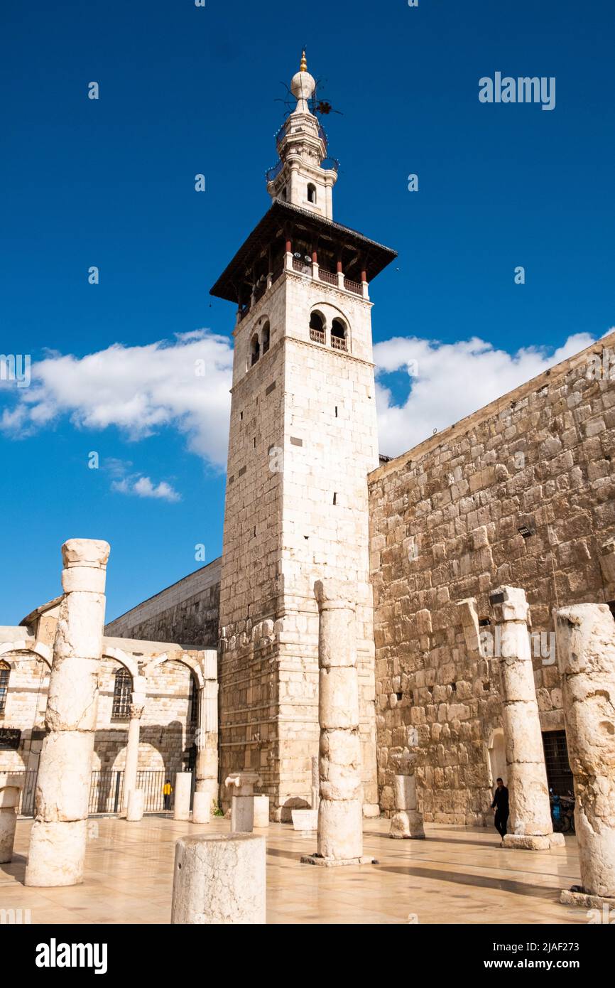 Damascus, Syria - May, 2022: Exterior of the Umayyad Mosque and Mausoleum of Saladin in Damascus Stock Photo