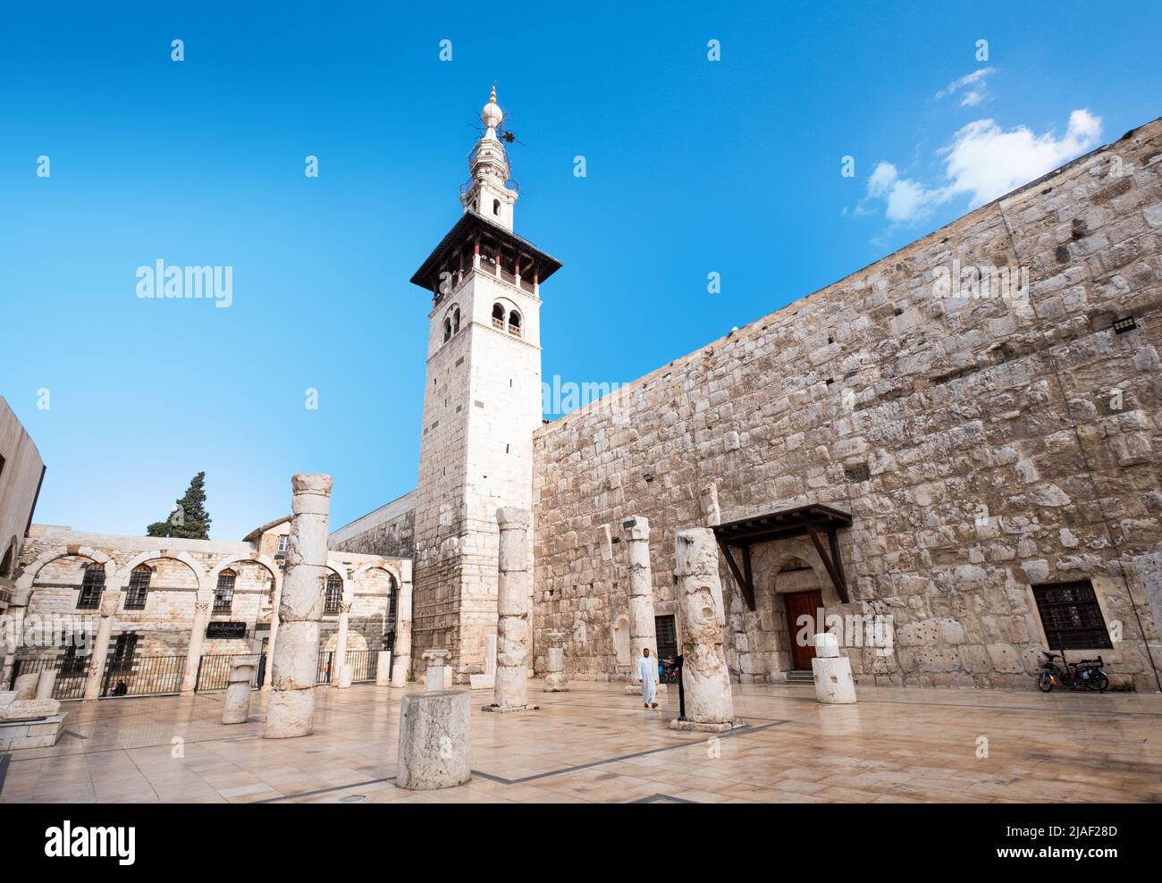 Damascus, Syria - May, 2022: Exterior of the Umayyad Mosque and Mausoleum of Saladin in Damascus Stock Photo