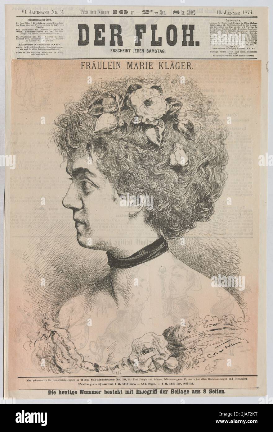 Miss Marie plaintiff. ". Marie Kläger, actress (title page of" Der Floh