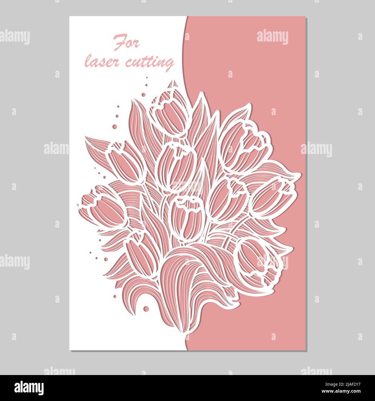 Template for laser cutting. Postcard with a bouquet of tulips. Vector ...