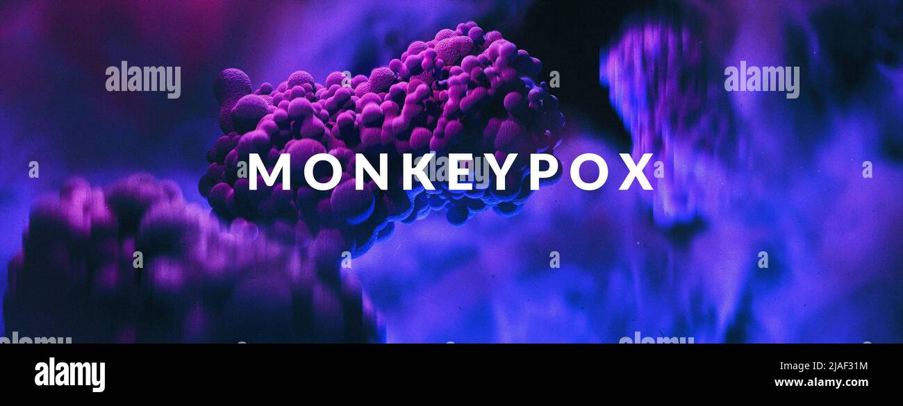 Monkeypox virus cells outbreak wide medical banner. Monkeypox virus ...