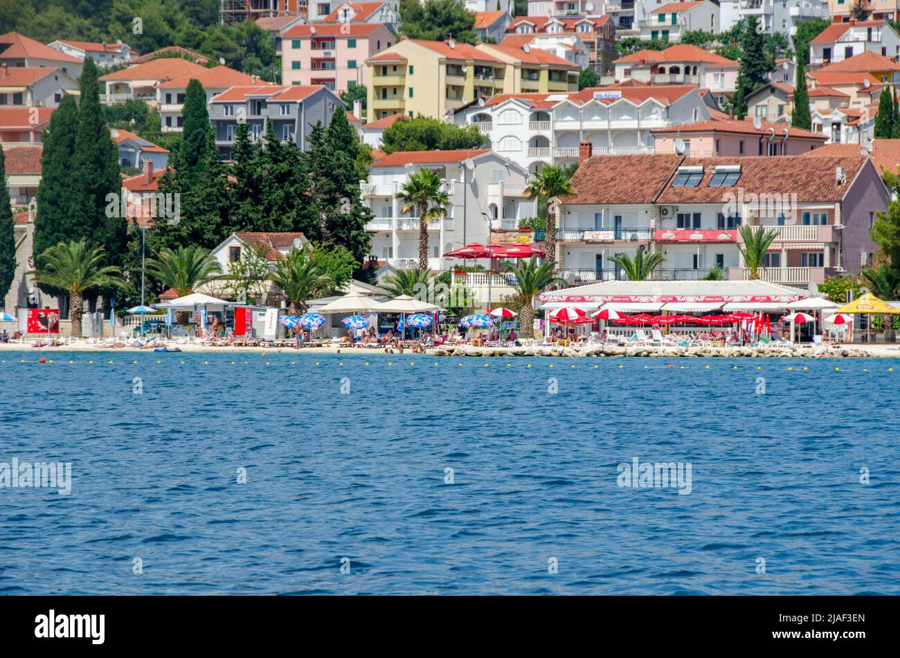 Okrug Gornji in Croatia near Trogia - Croatia Riviera, Beach and Bars Stock Photo