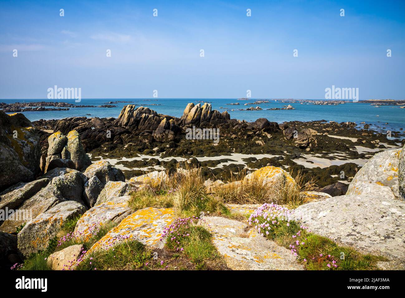 Chausey island coast and cliffs landscape in Brittany, France Stock Photo
