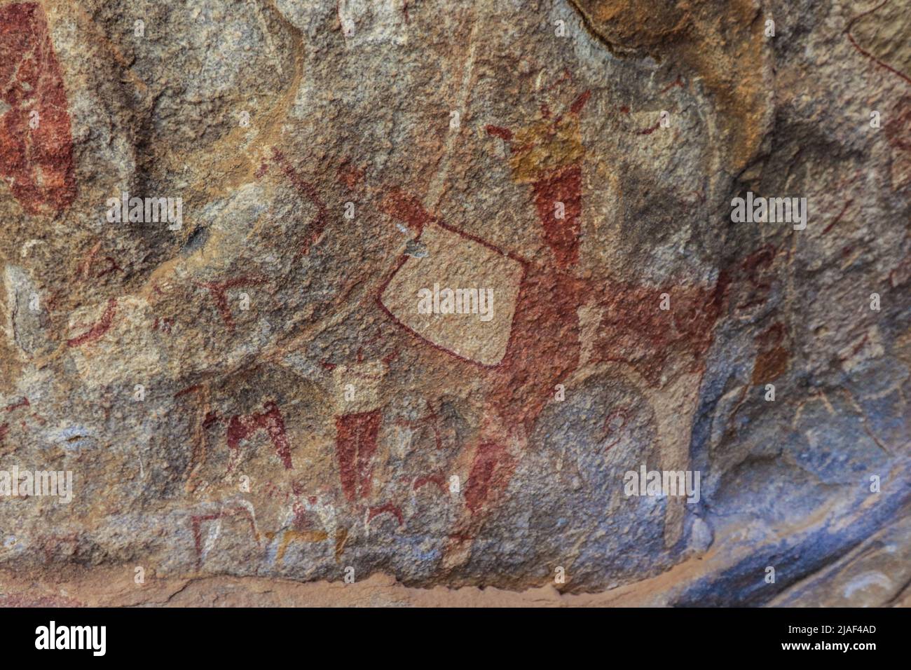 Amazing Inside View Pictures of the Laas Geel cave formations - an earliest known cave paintings in the Horn of Africa Stock Photo