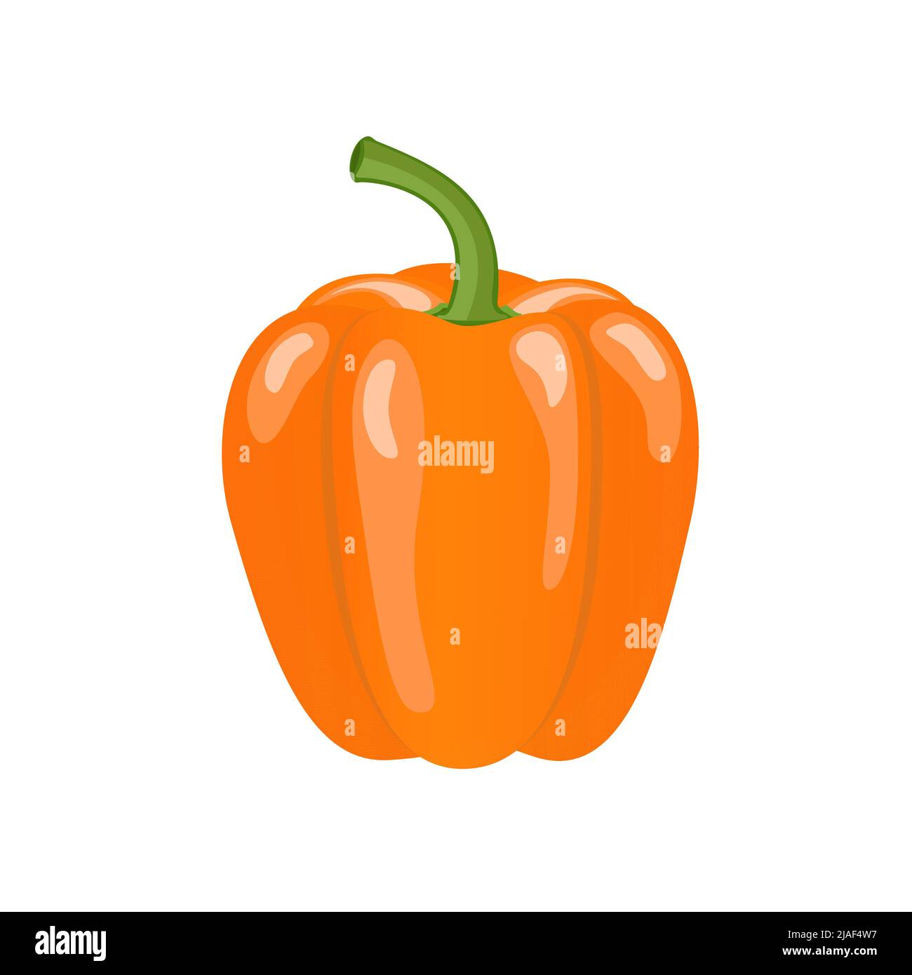Orange paprika pepper, flat style vector illustration isolated on white