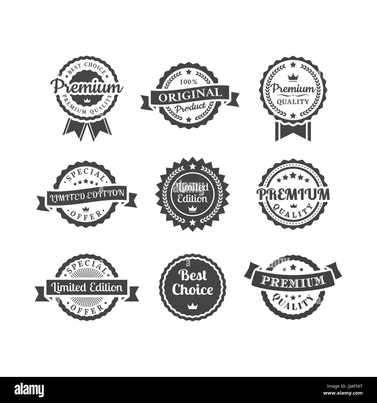 Premium quality and limited edition label badge set. Original product, best choice vector ribbon banner badges. Stock Vector