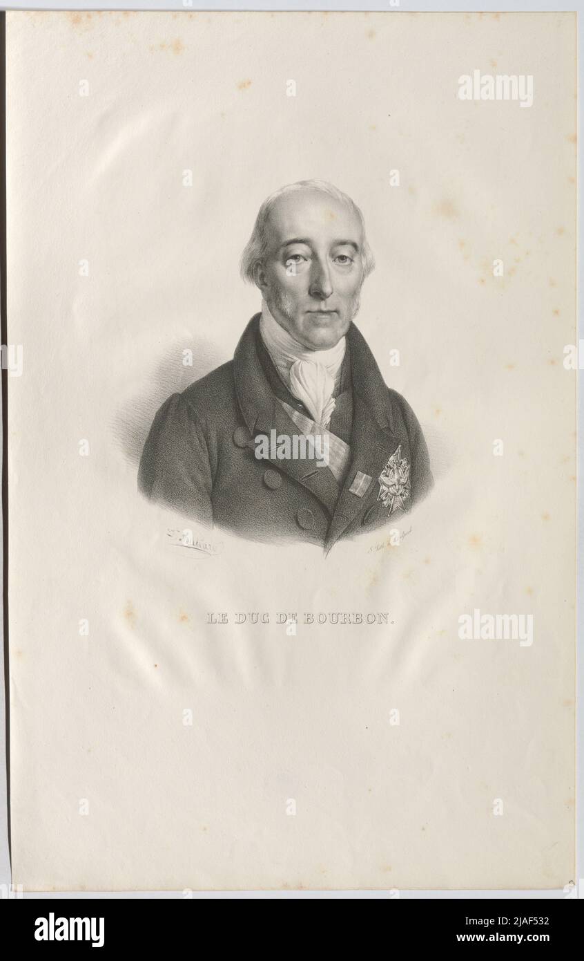 Duke of Bourbon. Francois Seraphin Delpech (1778—1825), lithographer, after: Zephirin Felix Jean Marius Belliard (1798—1861), artist Stock Photo