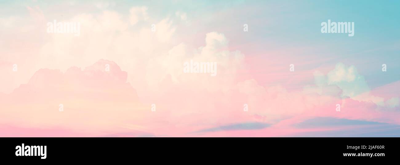 Pink and blue sky with the white clouds Stock Photo