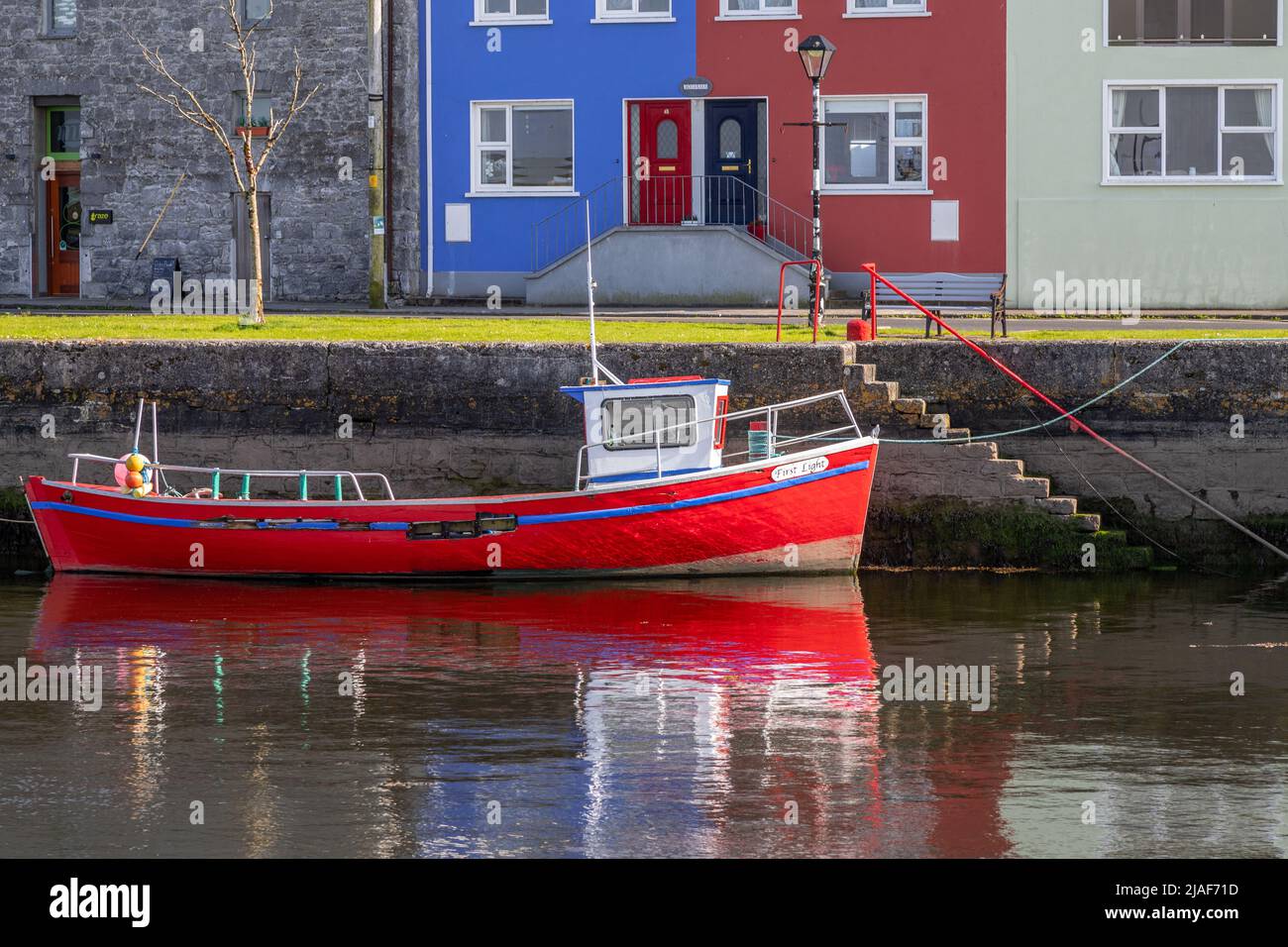 Boat in Kinvarra harbour, County Galway, Ireland Stock Photo