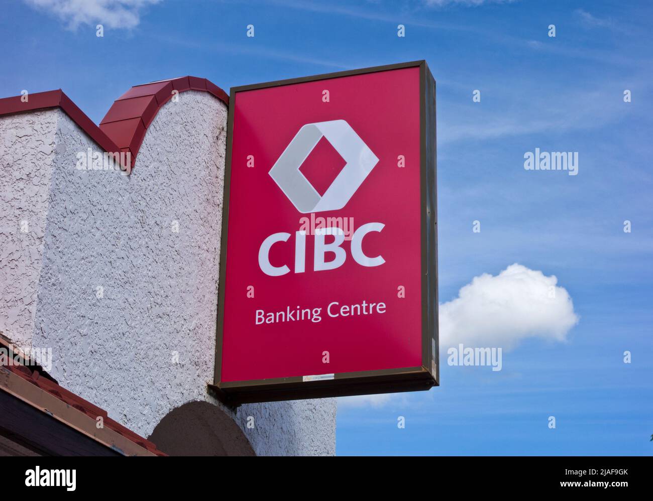 CIBC bank sign in Osoyoos BC.  Logo for the Canadian Imperial Bank of Commerce Stock Photo