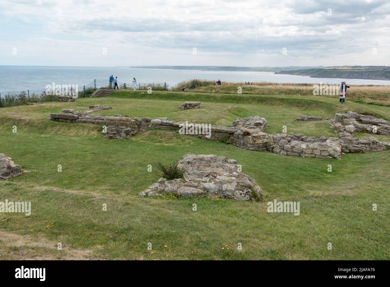 The remains of a Roman Signal Station, built about 4th century AD, in the grounds of Scarborough Castle, North Yorkshire, UK. Stock Photo