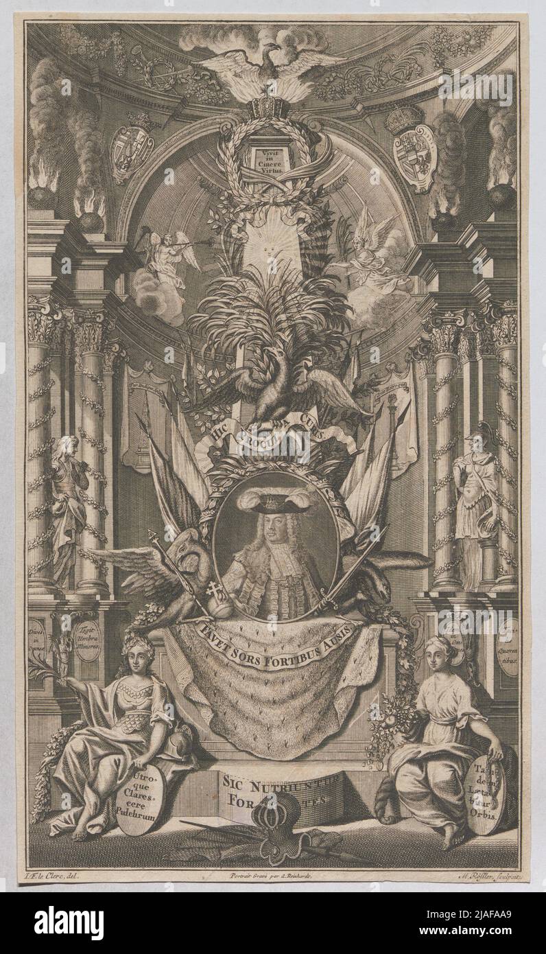 Charles VI, Emperor of the Holy Roman Empire of the German Nation. Michael Rößler (1705-1777), Copper Engraver, Andreas Reinhardt (1715-1752), Copper Engraver, after: Jakob Friedrich Leclerc (1717-1794), Peibre Stock Photo