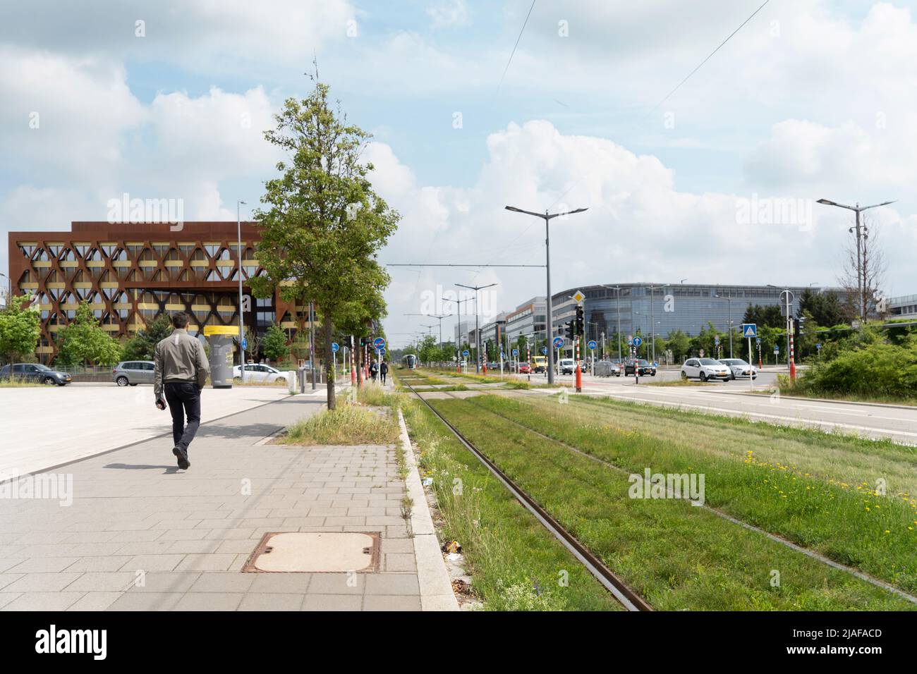 Luxembourg city, May 2022.  view of the tram line in the city center Stock Photo