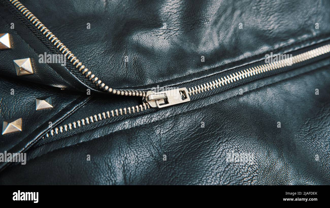 Black leather zip jacket hi-res stock photography and images - Alamy
