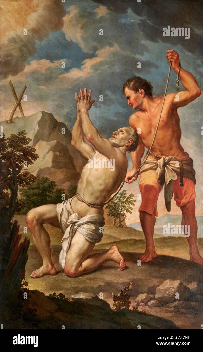 S. Andrea condotto al martirio  - olio su tela - Francesco Bertosi su disegno di Francesco Trevisani  - prima metà del XVIII secolo - Bolsena (Vt), Ba Stock Photo