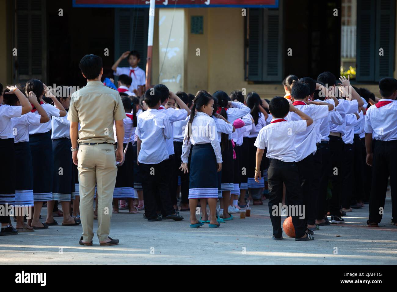 Luang Prabang, Laos - November 17, 2017: School children at local primary school in Luang Prabang, Laos. Stock Photo