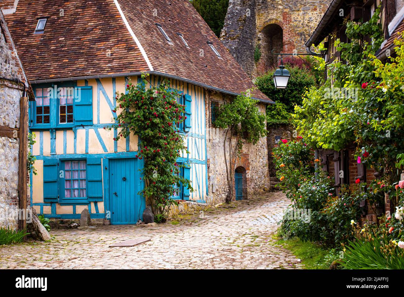 Village of Gerberoy, Oise, France Stock Photo
