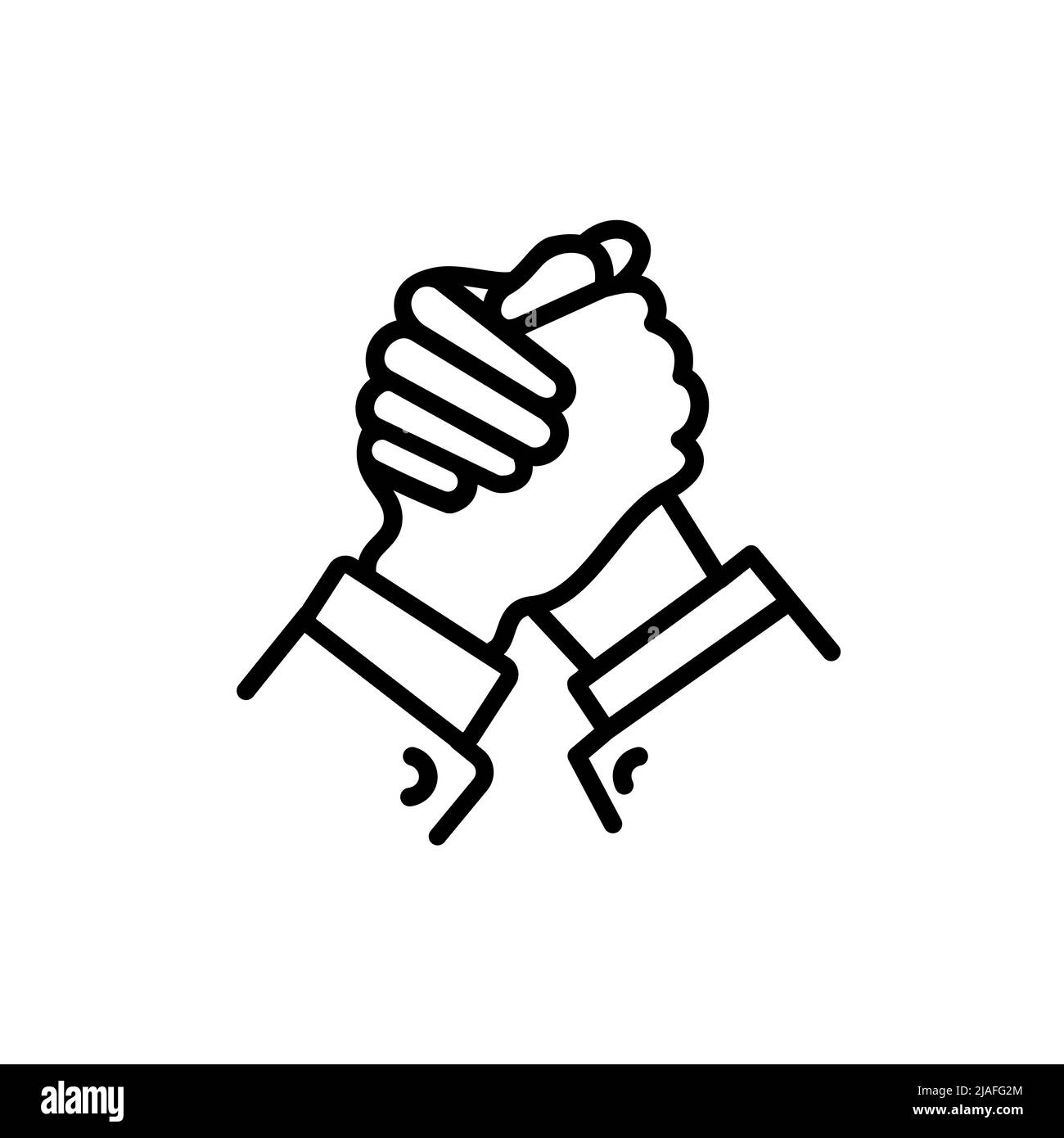 Silhouette of Soul Brother Hand Shake Sign on White Background with White Lines Defining Thumb and Fingers. Hand Gesture Flat Icon Vector Illustration Stock Vector