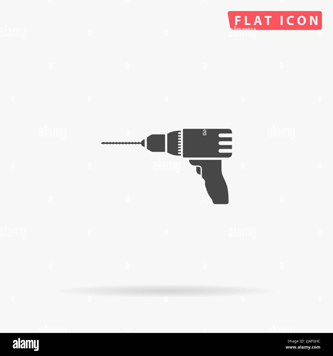 Electric screwdriver flat vector icon. Hand drawn style design illustrations. Stock Vector