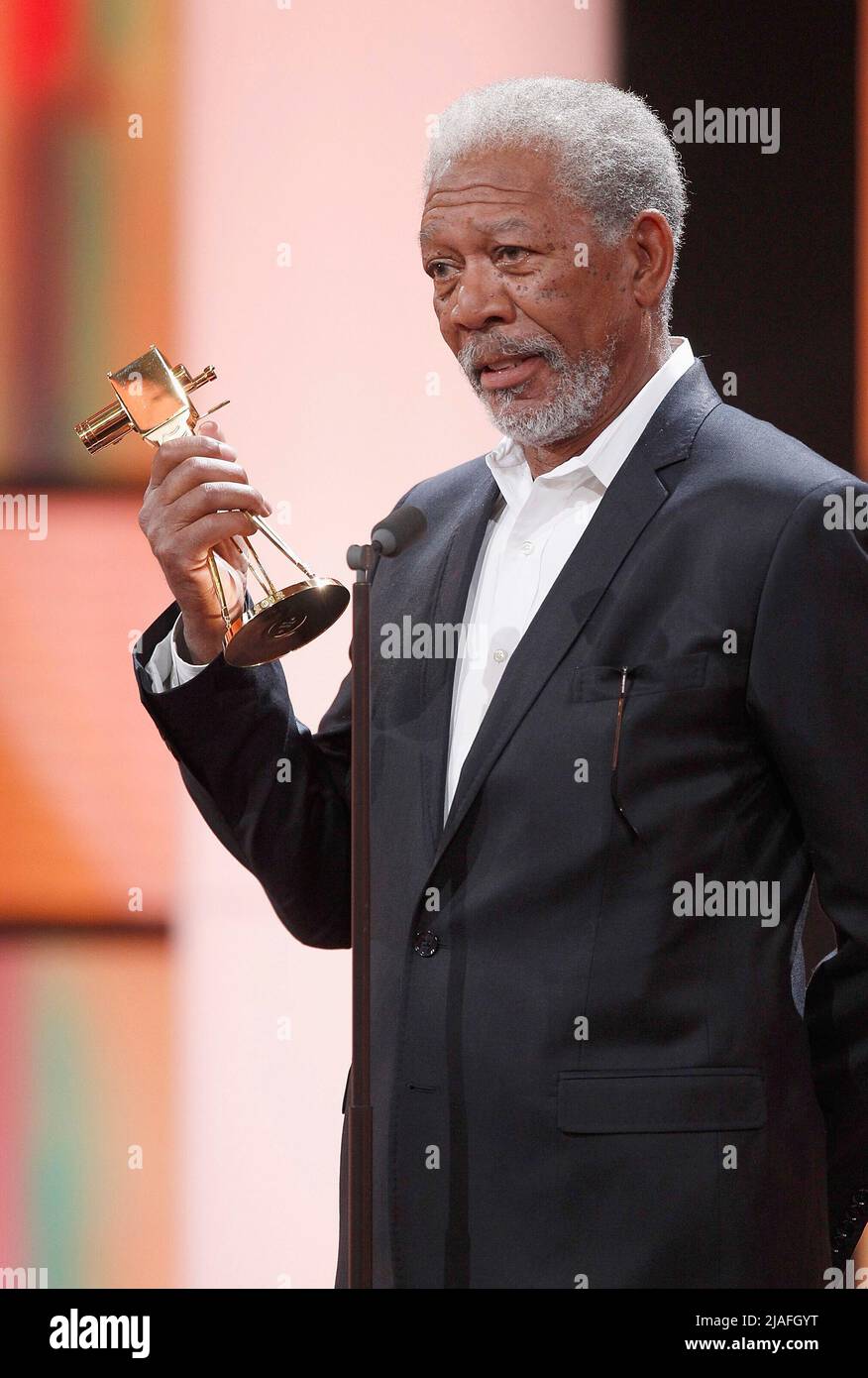 ARCHIVE PHOTO: The actor Morgan FREEMAN celebrates his 85th birthday on June 1, 2022, actor Morgan FREEMAN receives the Golden Camera in the international life's work category, 47th presentation of the Golden Camera, the film and television prize of the HOERZU magazine in the Axel publishing house in Berlin Springer AG in Berlin on February 4th, 2012. pool photo Stock Photo