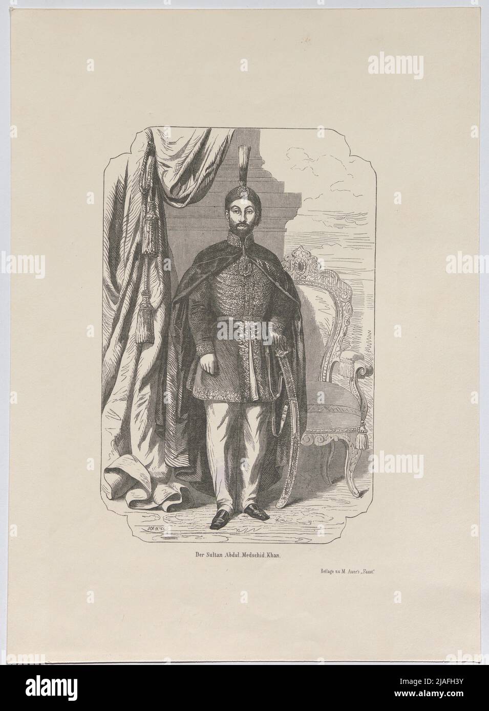 The sultan abdul Medschid Khan. '. Abdülmecid I., Sultan of the Ottoman Empire (Supplement to M. Auer´s' Faust. '). Unknown Stock Photo