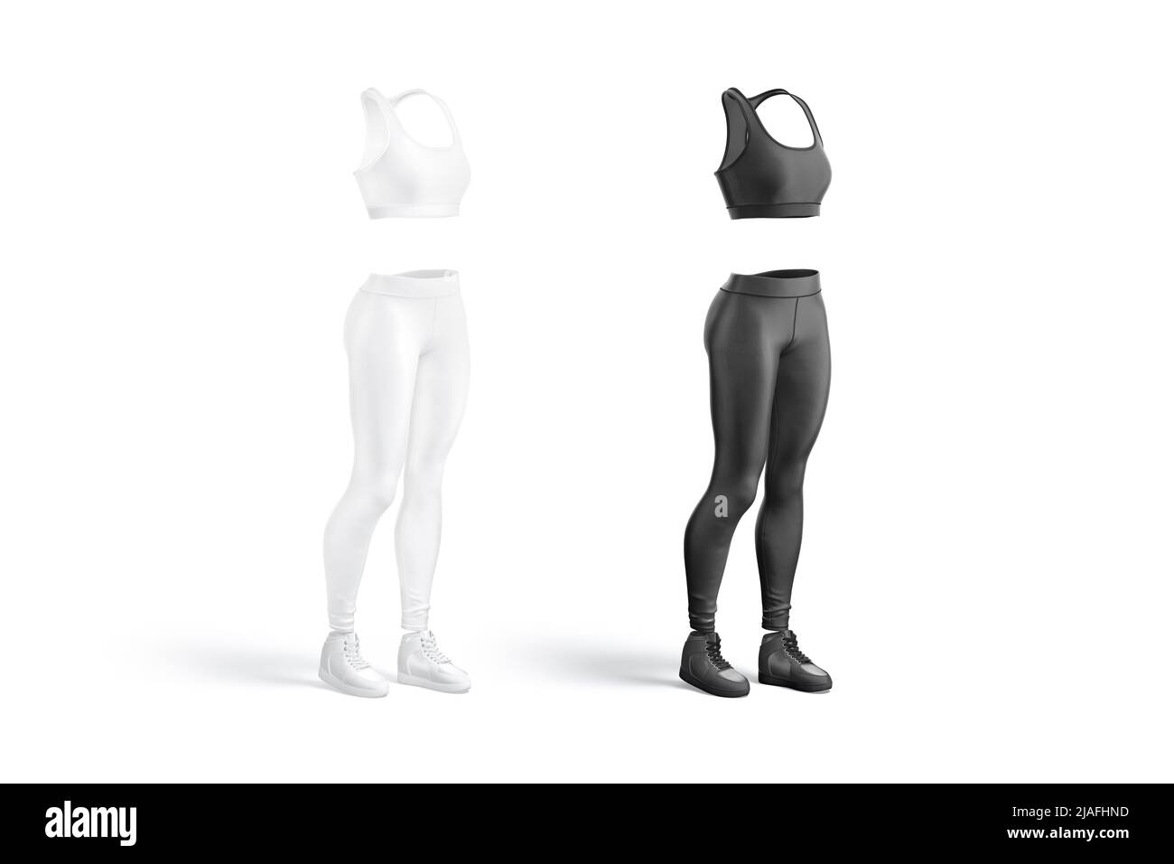 Blank black and white women sport uniform mockup, side view Stock Photo