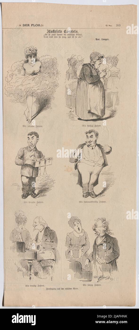 Illustrated couplets. '. Caricatures about transience; and a. With Friedrich Ferdinand Beust, Otto von Bismarck (cartoon sequence with text from' Der Floh '). Karl Klic (1841-1926), caricaturist Stock Photo