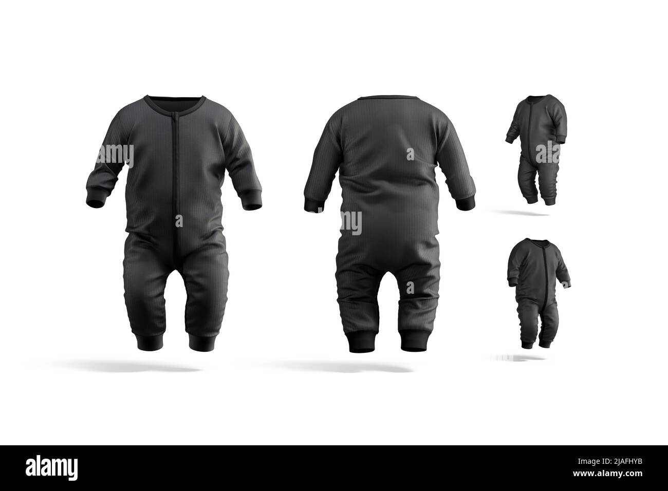 Blank black baby zipup sleepsuit mock up, different views Stock Photo Alamy