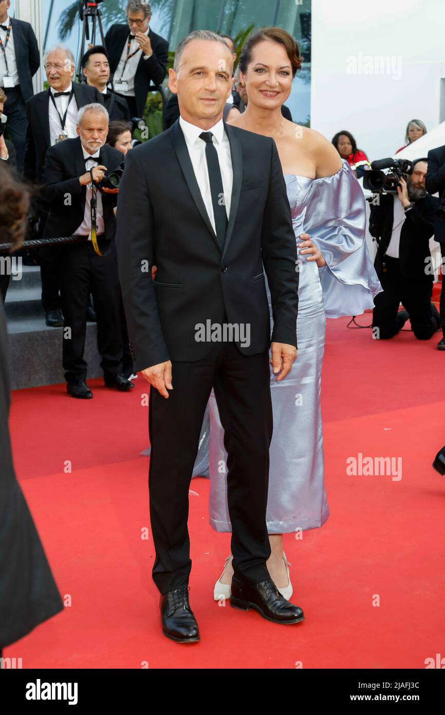 Natalie Woerner and Heiko Maas attend the premiere of 'Mother And Son (Un Petit Frere)' during the 75th Cannes Film Festival, Festival de Cannes, at Palais des Festivals in Cannes, France, on 27 May 2022. Stock Photo
