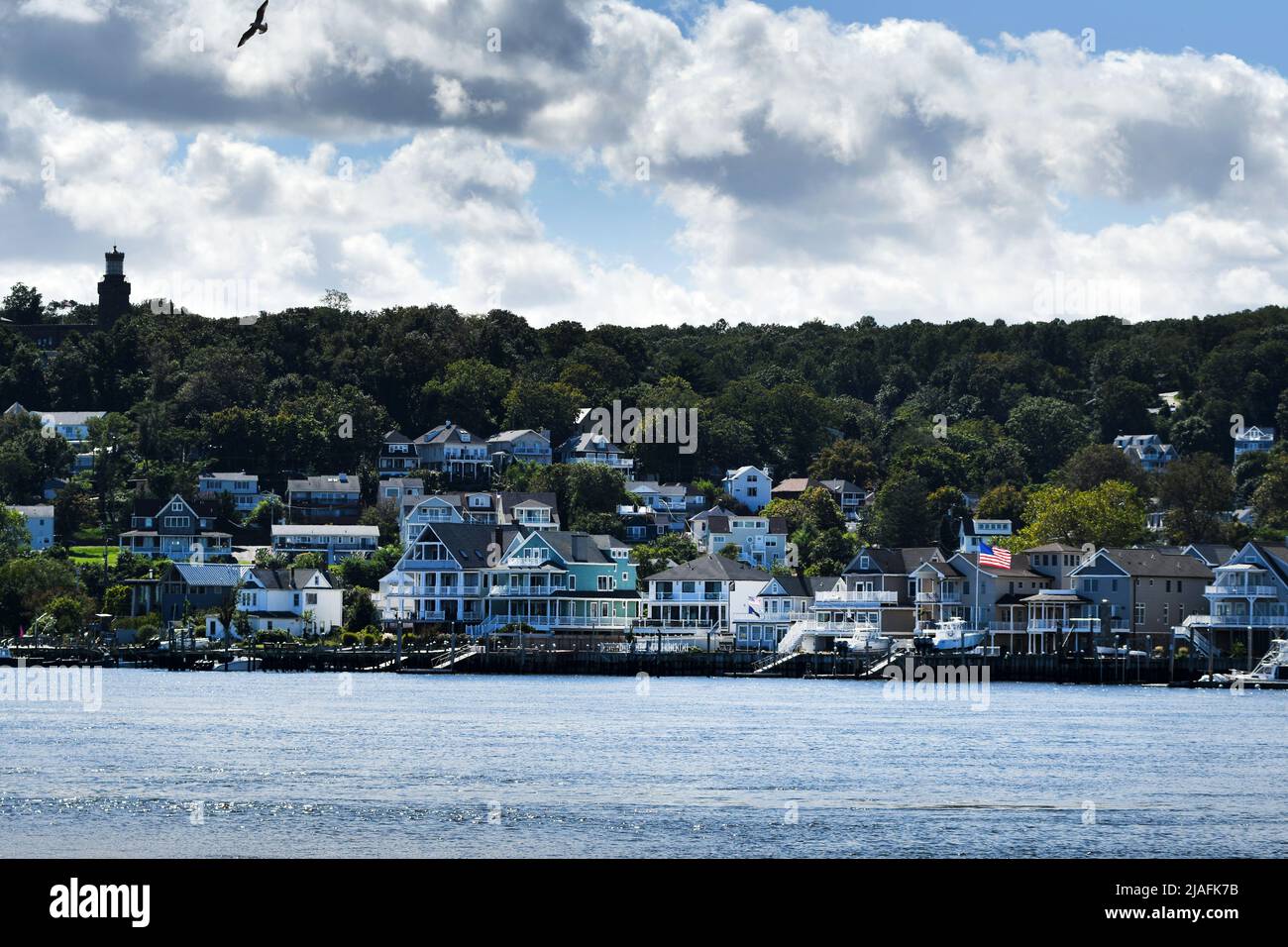 TASTE OF HEAVEN: Waterfront properties on the beautiful Sandy hook beach area present as some of the most sought after prime real estate in the US. Stock Photo