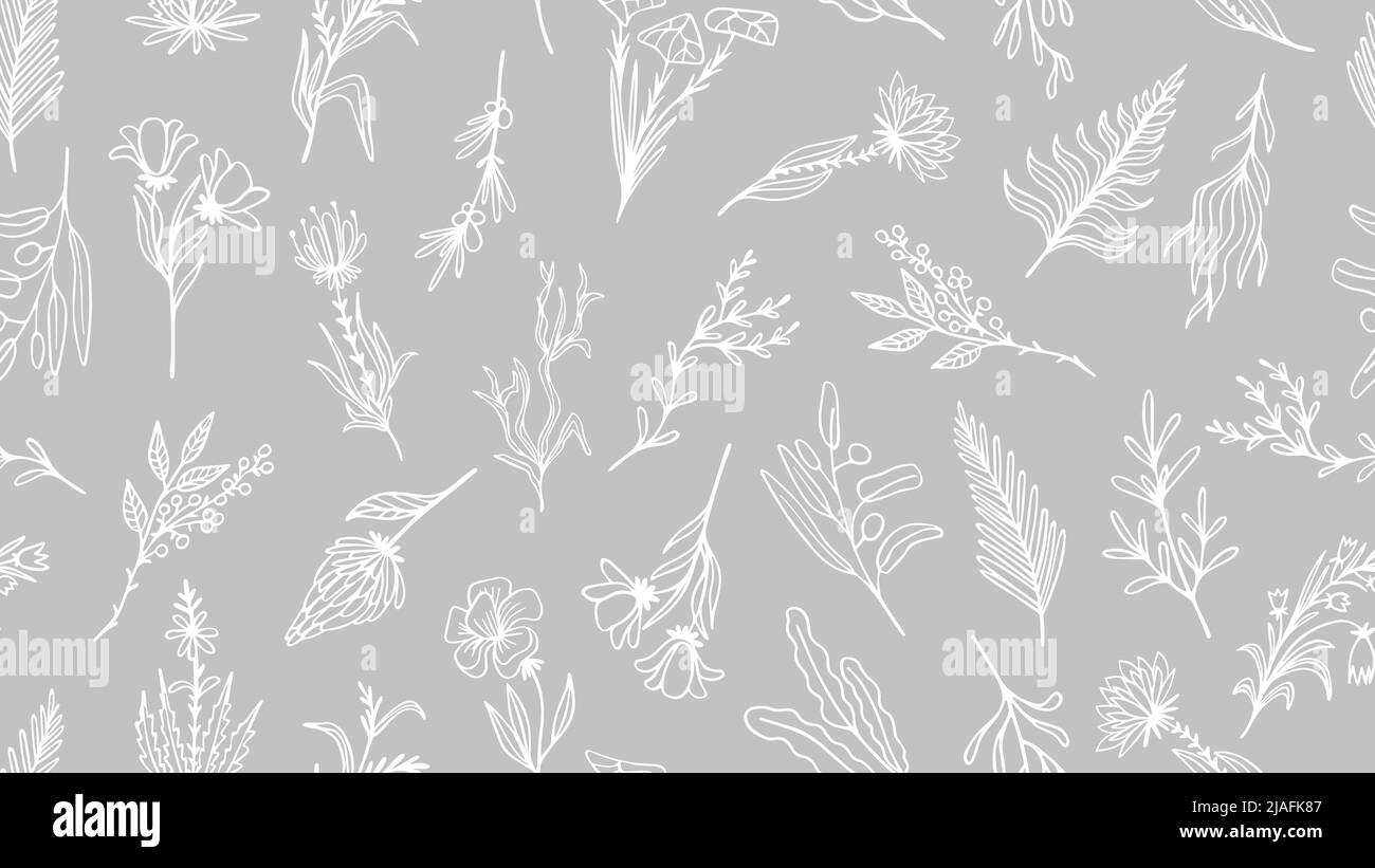 Gray on White Floral Print Fabric Texture Picture