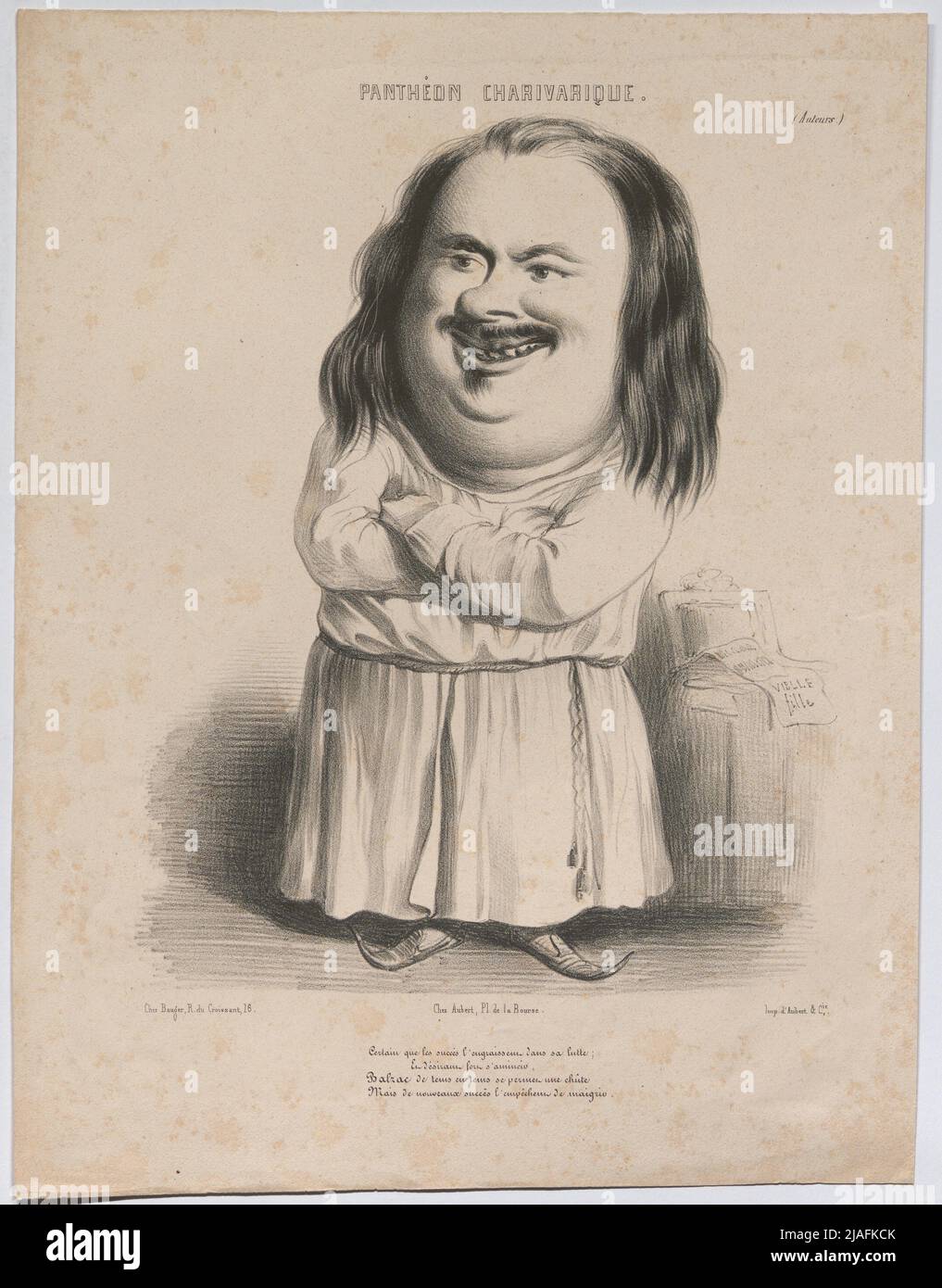 Balzac; Old girl; Karikatur. AUBERT & CIE., PRINTER Stock Photo