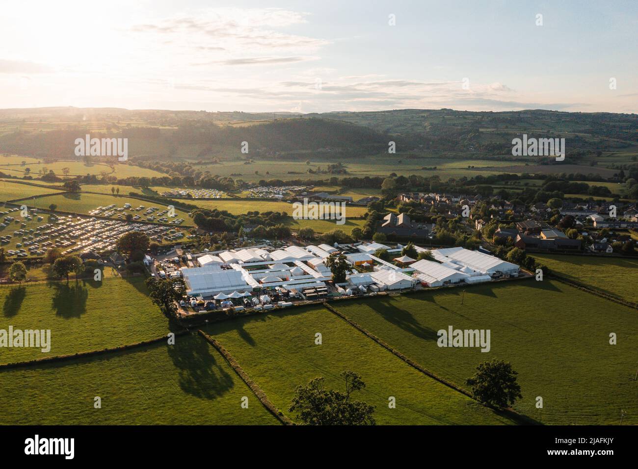 HayonWye, Wales, UK. 29th May, 2022. Sunset at Hay Festival 2022 in