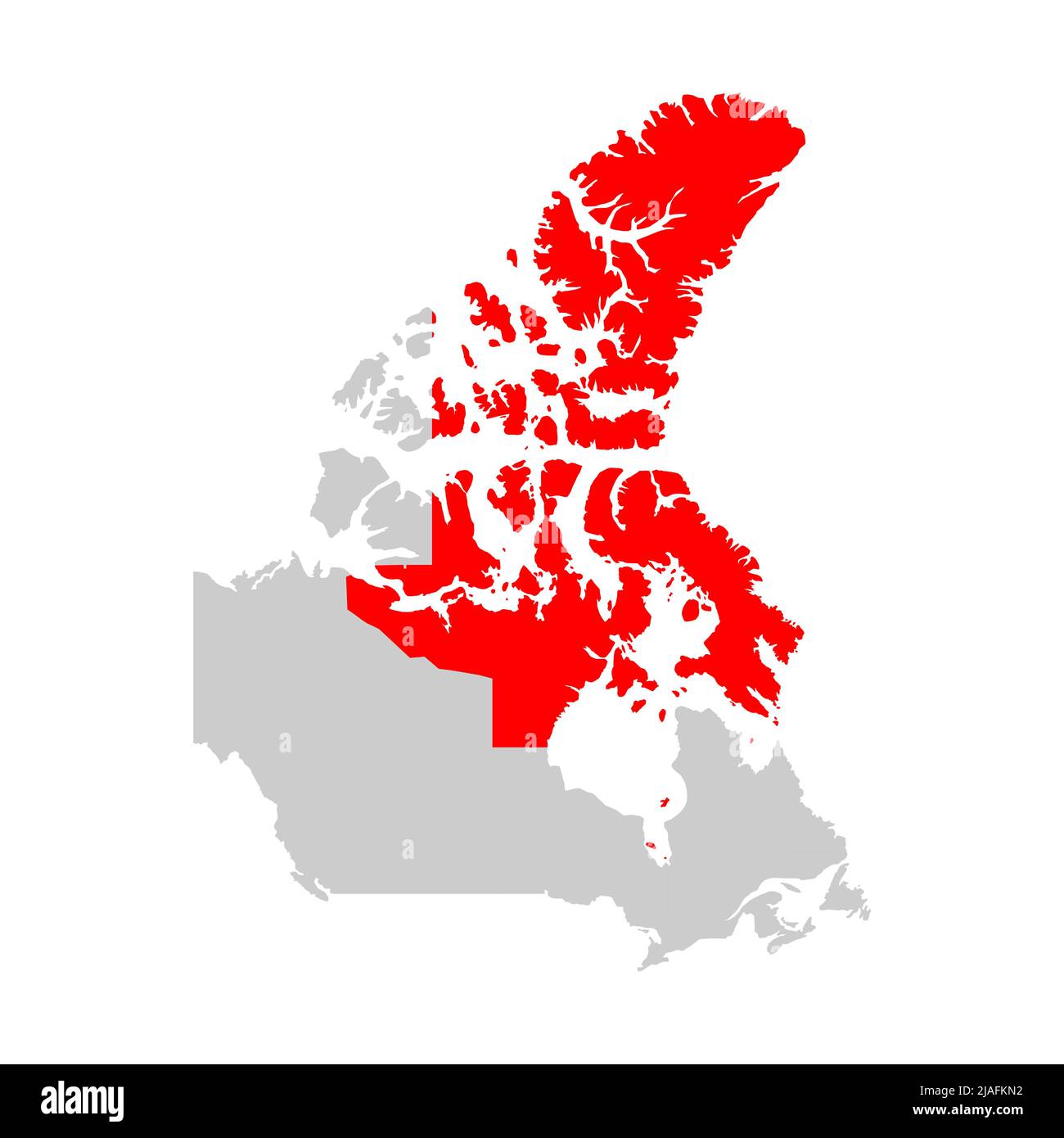 Nunavut territory highlighted on the map of Canada Stock Vector Image