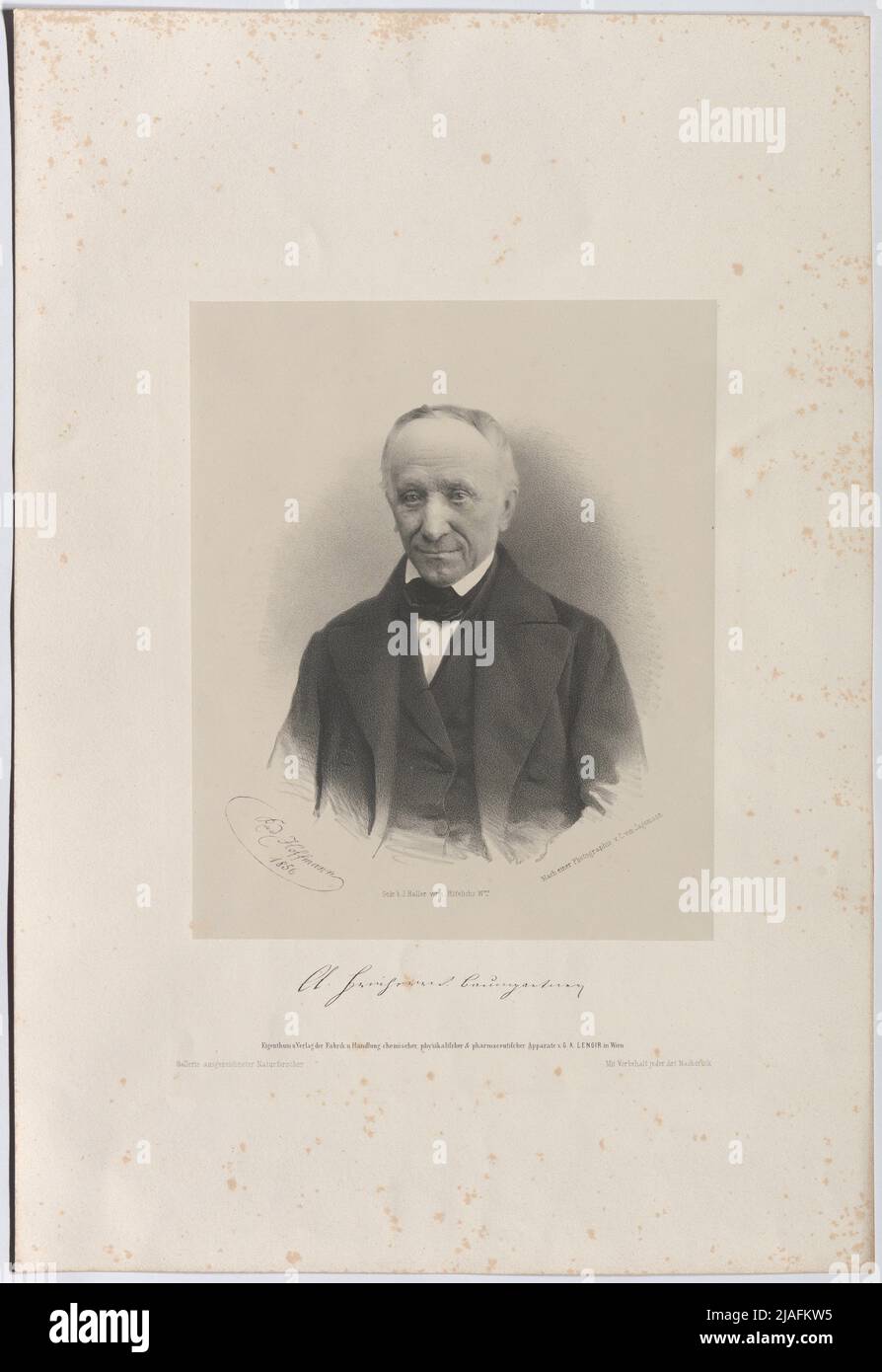 Andreas Freiherr von Baumgartner. Rudolf Hoffmann, Lithographer, after: Carl (C.) by Jagemann (1819-1883), Photographer, Joh. Haller, Printer, George André Lenoir (1825-1909), publishing house Stock Photo