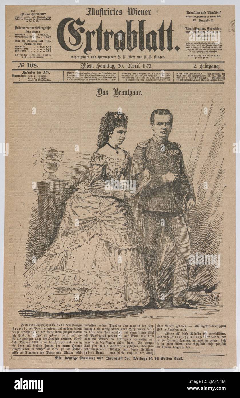 The bride and groom. '. The bride and groom Prince Leopold of Bavaria and Archduchess Gisela (from' Illustrirted Wiener Extrablatt '). C. Millmann, Realization Stock Photo