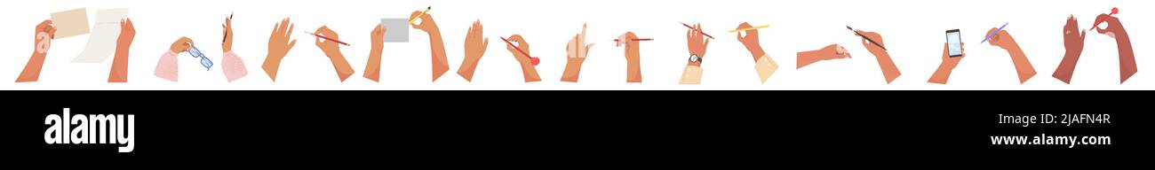 Writing hands holding pen isolated vector set Stock Vector Image & Art ...