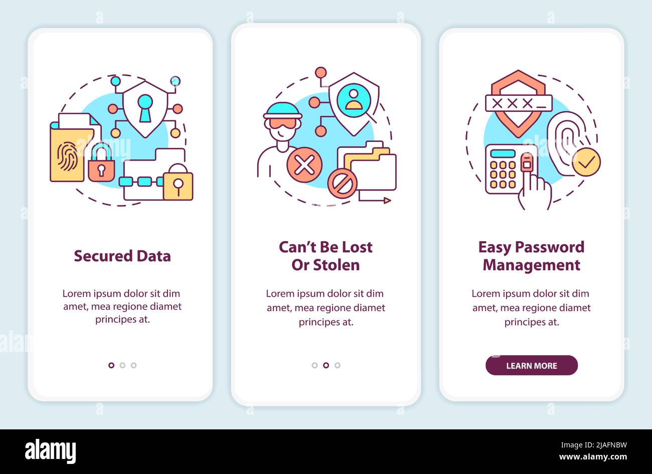 Advantages of digital identity onboarding mobile app screen Stock ...