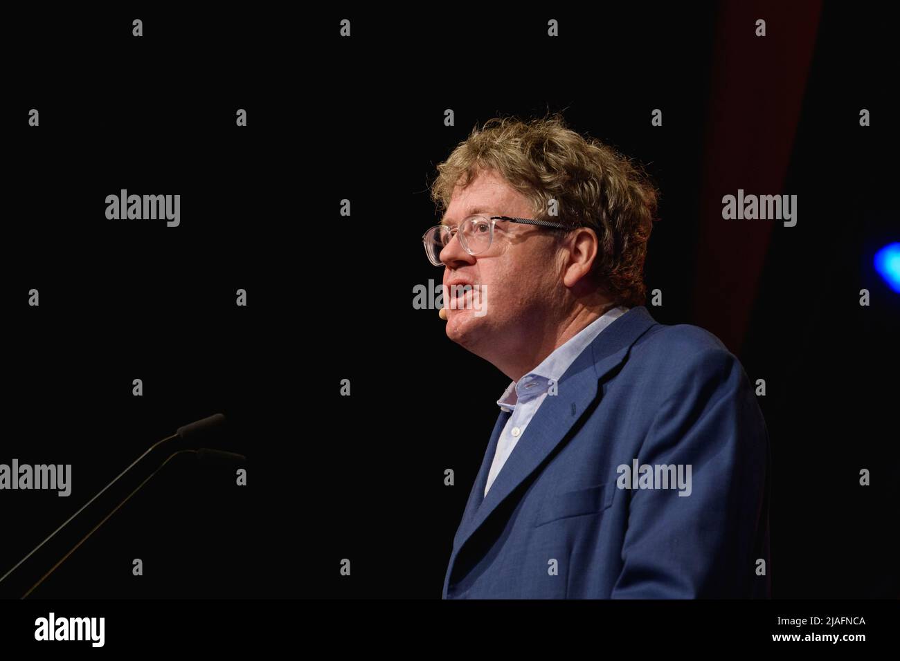 Hay-on-Wye, Wales, UK. 30th May, 2022. James Runcie with Irène Duval at Hay Festival 2022, Wales. Credit: Sam Hardwick/Alamy. Stock Photo