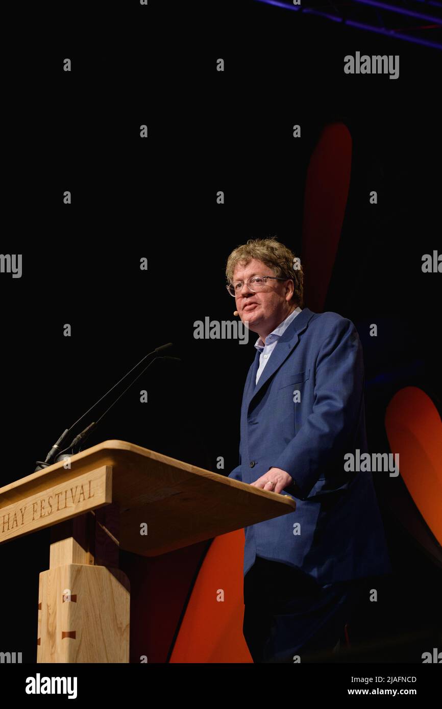 Hay-on-Wye, Wales, UK. 30th May, 2022. James Runcie with Irène Duval at Hay Festival 2022, Wales. Credit: Sam Hardwick/Alamy. Stock Photo